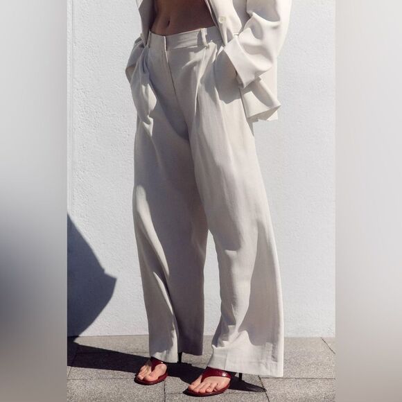 ZARA PLEATED WIDE LEG PANTS - Picture 6 of 6